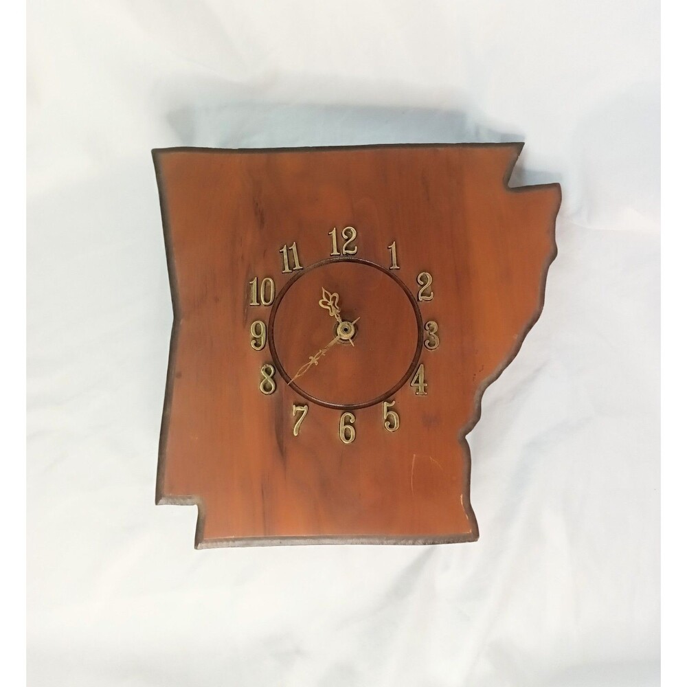 Vintage Wood Arkansas State Shaped Wall Clock